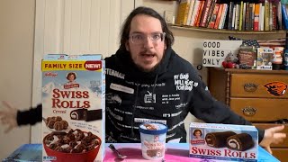 I reviewed all of the little Debbie Swiss Rolls products ice cream breakfast cereal and regular [upl. by Animrac]