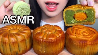 ASMR eating Mooncakes 🥮 White Lotus amp Golden Emerald with Single Yolk Red Bean  MIRA’s Mukbang [upl. by Callean949]