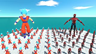 Son Goku Team vs Spiderman Team  Animal Revolt Battle Simulator [upl. by Derrik]