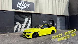 WE BAGGED THIS CRAZY BRIGHT BMW M4 ON AIR SUSPENSION [upl. by Ahsinot]