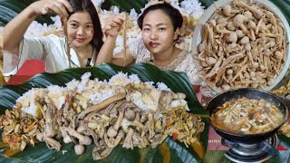 Eating Naga Style Lentinus Fusipes Mushroom with Naga style pickle 🤤👌mukbang🤤😋👌 [upl. by Einimod466]