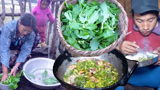 pork amp mustard vegetable curry with rice on the Himalayan sheep shed manjitacooking [upl. by Eigram]