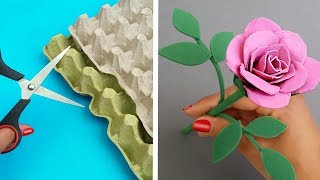 DIY Rosas con Cartón de Huevo  Manualidades Fáciles  Reciclaje útil [upl. by Hoxsie636]