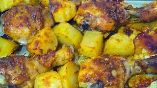 COMO FAZER COXA DE FRANGO ASSADA NO FORNO COM BATATAS [upl. by Mis]