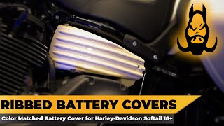 HOGWORKZ® Color Matched Ribbed Battery Covers for HarleyDavidson® Softail 1824 [upl. by Akierdna830]