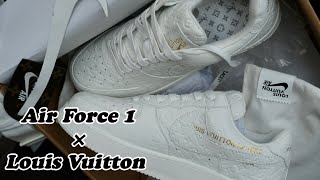 Louis Vuitton Nike Air Force 1 Low By Virgil Abloh White Unboxing [upl. by Arleyne]