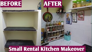 Indian SmallRentalNon modular kitchen Makeover with DIYs kitchenmakeoverMeeshokitchenitemsdiy [upl. by Sussman]