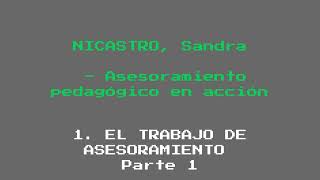 NICASTRO Sandra Asesoramiento pedagógico en acción 1 EL TRABAJO DE ASESORAMIENTO Parte 1 [upl. by Ahteral697]