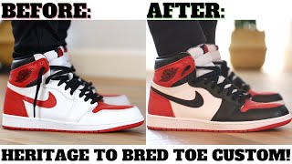 BEFORE amp AFTER BRED TOE CUSTOM FROM AIR JORDAN 1 HERITAGE [upl. by Arihaj359]