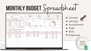 How to Track your Money  Monthly Budget Spreadsheet  Google Sheets Template Monthly Money Tracker [upl. by Pinette]