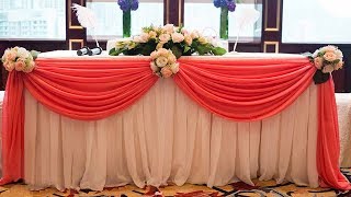 How To Swag Table and decorate with flowers  Table Cloth Decoration  Tutorial [upl. by Magan238]