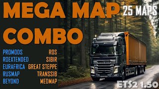 Mega Map Combo for ETS2 150  25 maps 75 files fixes and connections  Tutorial and links [upl. by Archibold]