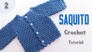 Como tejer un Saquito Chambrita Jersey en Punto Granizo Tejido crochet gancho fácil bebe Part 2 [upl. by Anirt]