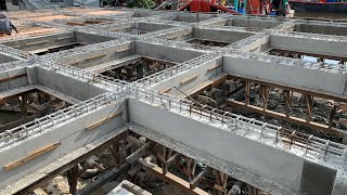 Concrete BEAM Construction Process Traditional Timber Formwork Reinforcement Beam Shuttering Work [upl. by Yhtomit853]