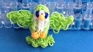 Rainbow Loom Charms 3D Bird loom bands Charm How to make with loom  bands [upl. by Broddy948]