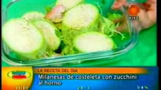 La receta milanesas de costeleta con zucchini al horno pt3 201101113gp [upl. by Noslen267]