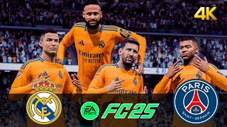 Ronaldo Mbappé Messi amp Neymar Jr  All Stars Together  Real Madrid vs PSG  FC25 4K Match [upl. by Plante497]