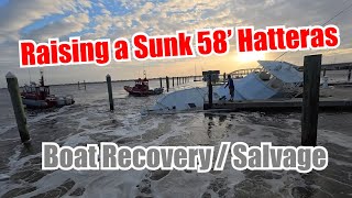 58 Hatteras Sunk at the Dock After Hurricane Milton and a Tornado Wrecked IT  Salvage amp Recovery [upl. by Marquita477]