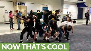 Dance crew entertains passengers during 6 hour flight delay [upl. by Costello223]