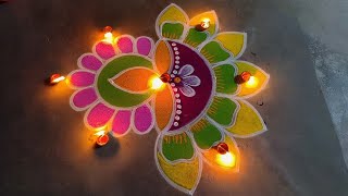 Karthigai deepam 2022 villaku kolam 31dots Beautiful diya muggulu Super rangoliAmazing rangoli [upl. by Aihsena606]