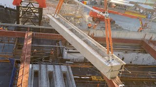 Barangaroo Station Update  Installation of Precast Super TBeams Caught on Camera [upl. by Myrvyn]