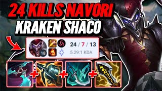 Navori Kraken Nuclear Shaco Build  S14 Gold League of Legends Full Gameplay  Infernal Shaco [upl. by Yenitirb783]