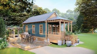 Explore this Stunning 12x30 ft Wooden Tiny House Cabin Featuring a Loft amp Porch [upl. by Ahsiened968]