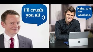 MAGNUS CARLSEN secretly CRUSHES Jan Gustafsson in his live stream [upl. by Clausen681]