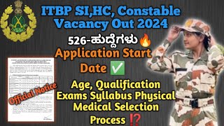 NewITBP SIHC Constable Vacancy Out 2024ITBP New Notification Details 2024ITBP Exam Syllabus [upl. by Fleur791]