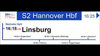 Begrüßungsansage S2 Hannover Hbf  SBahn Hannover [upl. by Ahsilrae]