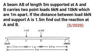 Numerical Problem based on Simply Supported Beam ll How to calculate Reaction of beam ll SOM l ME [upl. by Adlecirg]