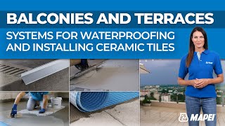 Waterproofing and installing tiles  Balconies terraces  Mapei amp Profilpas [upl. by Arualana]