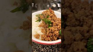 Pad kra pao 🇹🇭apt thailand ผัดกะเพรา mukbang food PLEASE LIKE AND SUBSCRIBE🥰 [upl. by Claudio]