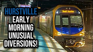 Hurstville Unusual Diversions amp Early Morning Trains [upl. by Namijneb994]