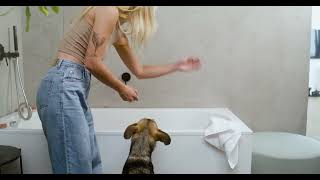 Woman and dog at the bathroom [upl. by Hesper]