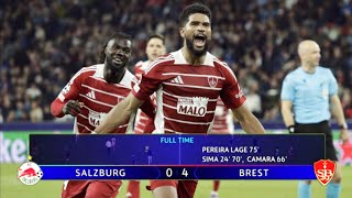 RB Salzbourg  Stade Brestois 04 Résumé  RB Salzburg  Brest Highlights  Ligue des Champions 2024 [upl. by Mercola91]