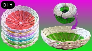 basket weaving tutorial  how to make basket weaving from synthetic rattan  simple weaving basket [upl. by Cirtemed]