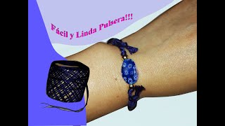 Pulsera quotEntorchadoquot macramé de hilo y cristal [upl. by Ymia480]