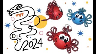 Елочный шар Дракон СИМВОЛ 2024 игрушка на елку своими руками  DIY Christmas Toy dragon Symbol 2024 [upl. by Pollak659]