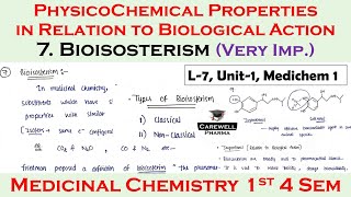 Bioisosterism V Imp  physicochemical properties P5  L7 U1  Medicinal Chemistry 1 [upl. by Nelle]