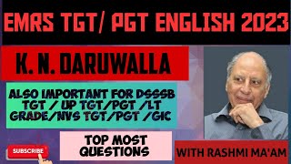 KEKI N DARUWALLA MCQIMPORTANT FOR EMRS TGT PGT ENGLISH 2023DSSSB TGTPGTNVS TGTPGT PART  1 [upl. by Gualtiero]