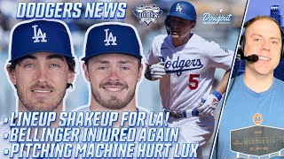 Dodgers News LA Shakes Up Lineup Bellinger Breaks Ribs Lux Hurt From Pitching Machine amp More [upl. by Solokin]