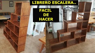 COMO HACER LIBREROESCALERA de madera de pino fácil y rápido [upl. by Croix447]