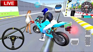 🔴3D Driving Class Simulator  Bullet Train Vs Motorbike  Bike Driving Game  Android Gameplay [upl. by Sirenay]