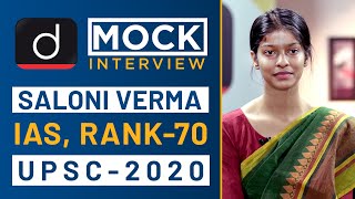 Saloni Verma  70 IAS  UPSC 2020  Mock Interview I Drishti IAS English [upl. by Ricard]