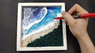 How to put the sea into the picture frameEpoxy Resin Art【Epoxy DIY】 [upl. by Stock630]