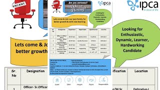 Urgent 10th12thITIDiplomaBscMscBpharm for Multiple Positions At IPCA Laboratories [upl. by Willock731]