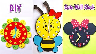 DIY Cute Wall clock Craft Ideas Using Cardboard  Jam Dinding dari Kardus  Wall Clock Craft Ideas [upl. by Jamin]