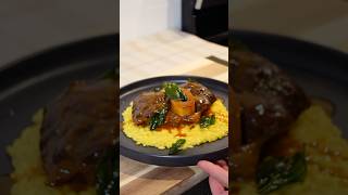 Osso Bucco with Saffron Risotto and Fried Basil Leaves shorts cooking [upl. by Niveg]