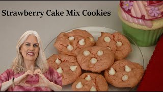 Strawberry Cake Mix Cookies Valentines Day Cookies [upl. by Inaffit232]